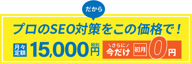 プロのSEO対策をこの価格で！